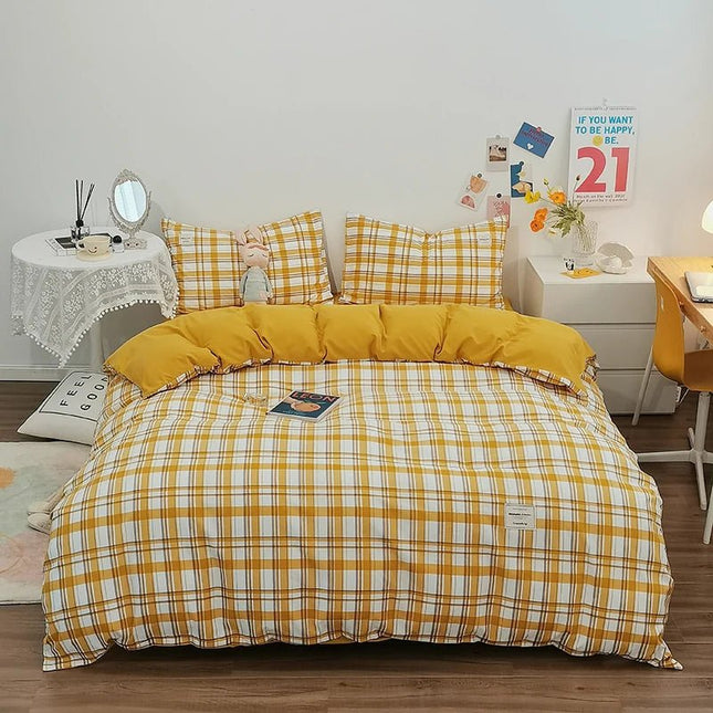 Parure de lit en coton à rayures japonaises – 140x200 cm (3 pièces) en
