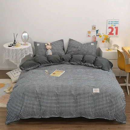Parure de lit en coton à rayures japonaises – 140x200 cm (3 pièces) en