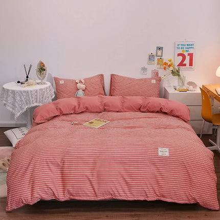 Parure de lit en coton à rayures japonaises – 140x200 cm (3 pièces) en