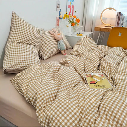 Parure de lit en coton à rayures japonaises – 180x220 cm (3 pièces) en