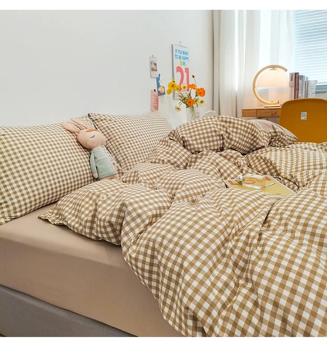 Parure de lit en coton à rayures japonaises – 180x220 cm (3 pièces) en