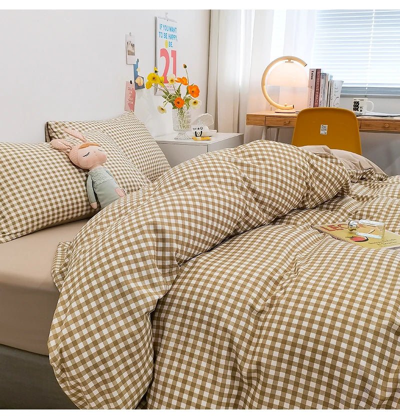 Parure de lit en coton à rayures japonaises – 200x220 cm (3 pièces) en