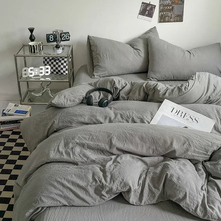Parure de lit en coton lavé 150x200 cm – 3 pièces en