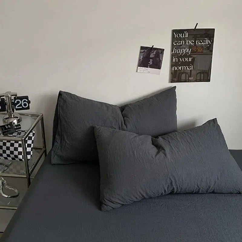 Parure de lit en coton lavé 180x220 cm – 4 pièces en