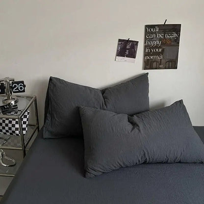 Parure de lit en coton lavé 180x220 cm – 4 pièces en