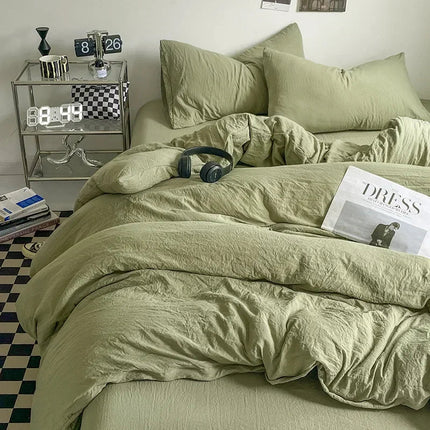 Parure de lit en coton lavé 200x230 cm – 4 pièces en