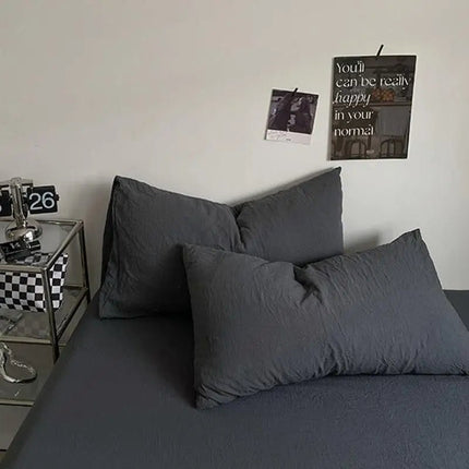 Parure de lit en coton lavé 220x240 cm – 4 pièces en