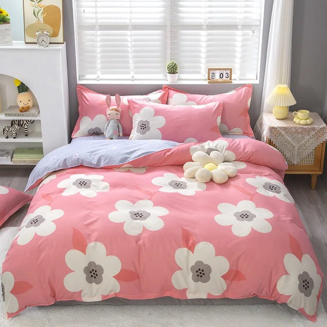 Parure de lit florale rose 200x230 cm – 3 pièces en