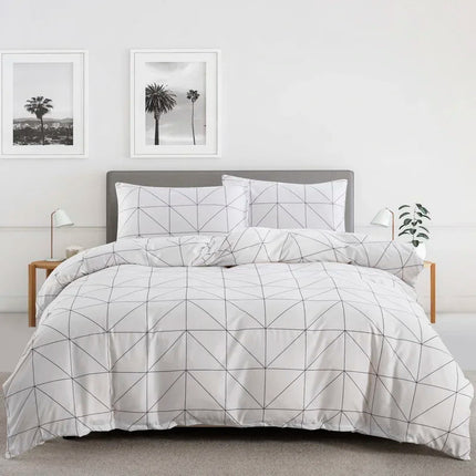 Parure de lit géométrique gris 220x240 cm – 3 pièces en
