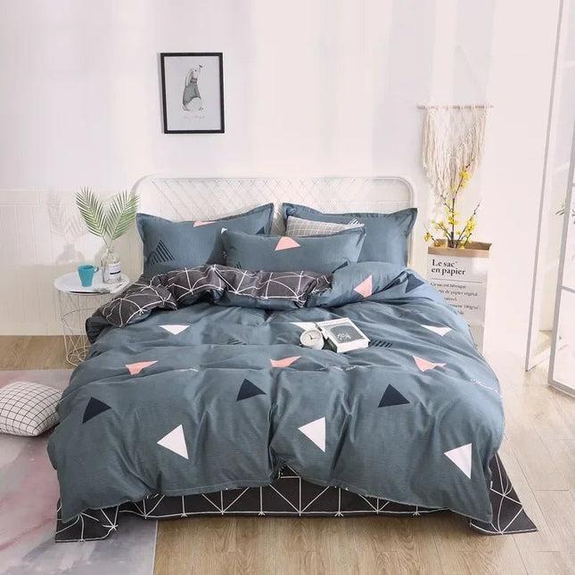 Parure de lit gris anthracite motif géométrique 150x200 cm en
