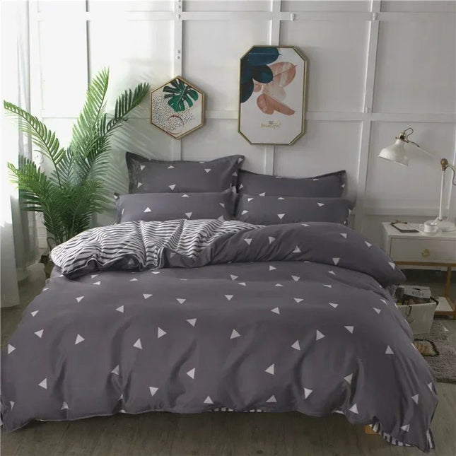 Parure de lit moderne à motifs triangles 200x230 cm – 3 pièces en