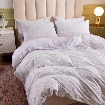 Parure de lit motif géométrique gris 200x200 cm– 3 pièces en