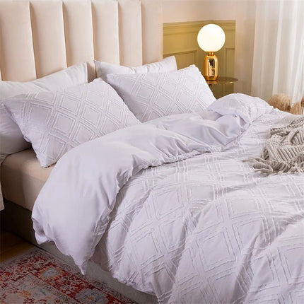 Parure de lit motif géométrique gris 200x200 cm– 3 pièces en