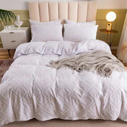 Parure de lit motif géométrique gris 260x230 cm– 3 pièces en