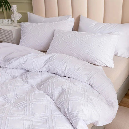 Parure de lit motif géométrique gris 260x230 cm– 3 pièces en