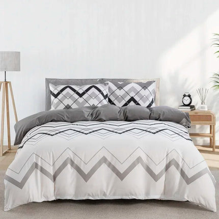 Parure de lit motifs géométriques gris 180x210 cm en