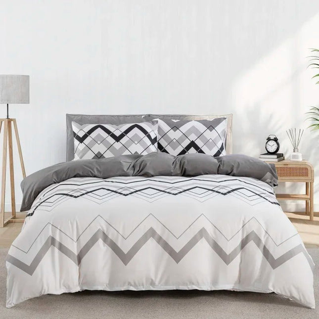 Parure de lit motifs géométriques gris 260x220cm en