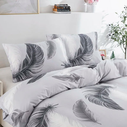 Parure de lit plumes grises - 180x210cm en