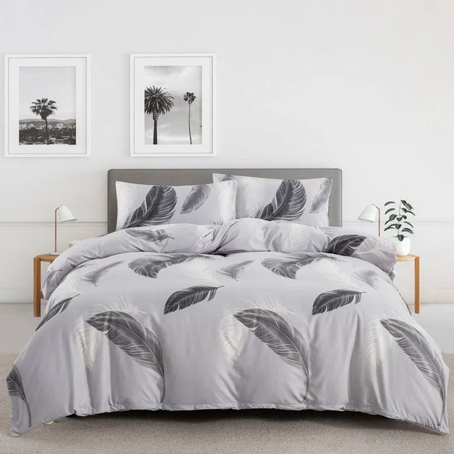 Parure de lit plumes grises - 260x220cm en