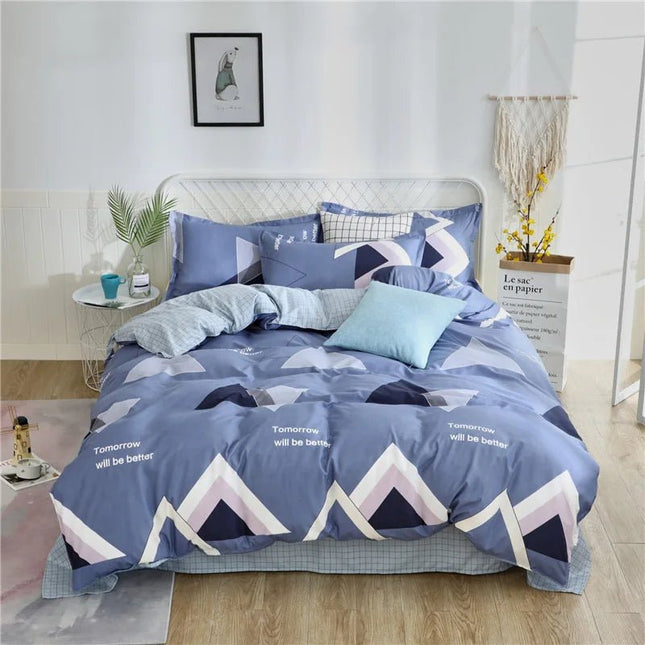 Parure de lit polyester motifs géométriques bleu 200x230 cm en