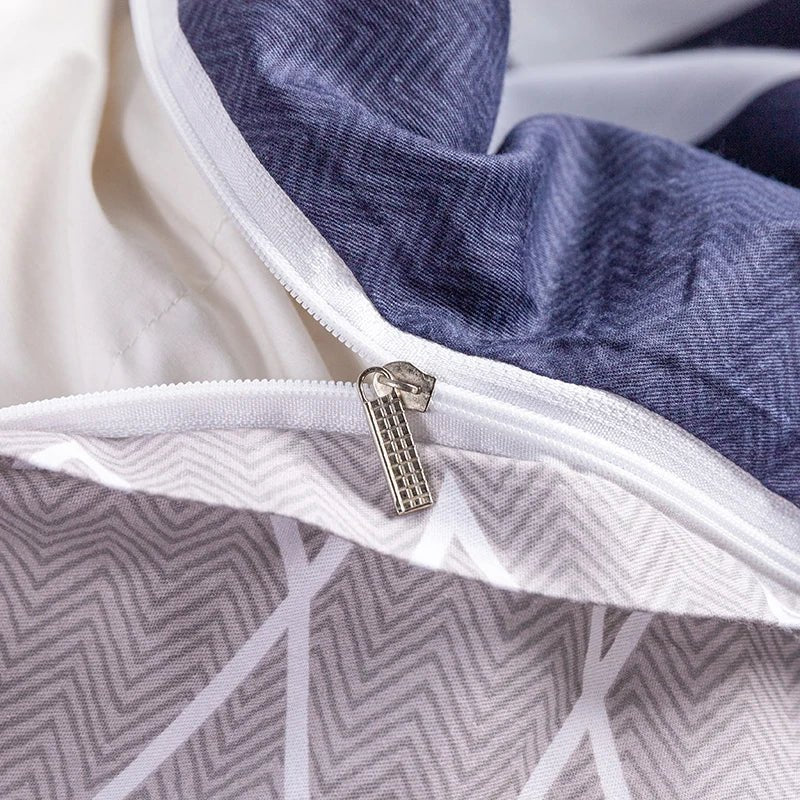 Parure de lit rayée 100 % coton – housse de couette 180x220 cm avec 2 taies d’oreiller (3 pièces) en