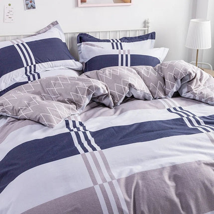 Parure de lit rayée 100 % coton – housse de couette 200x230 cm avec 2 taies d’oreiller (3 pièces) en