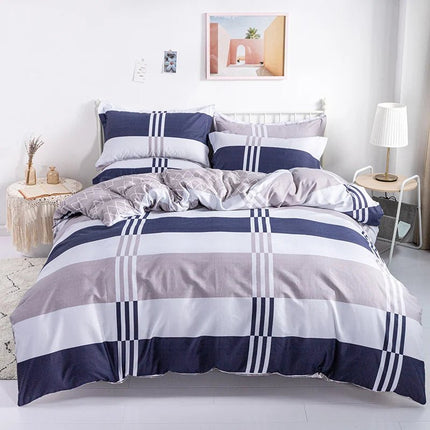 Parure de lit rayée 100 % coton – housse de couette 200x230 cm avec 2 taies d’oreiller (3 pièces) en