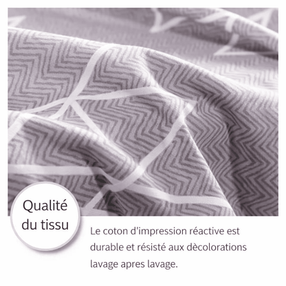 Parure de lit rayée 100 % coton – housse de couette 220x240 cm avec 2 taies d’oreiller (3 pièces) en