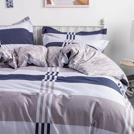 Parure de lit rayée 100 % coton – housse de couette 220x240 cm avec 2 taies d’oreiller (3 pièces) en