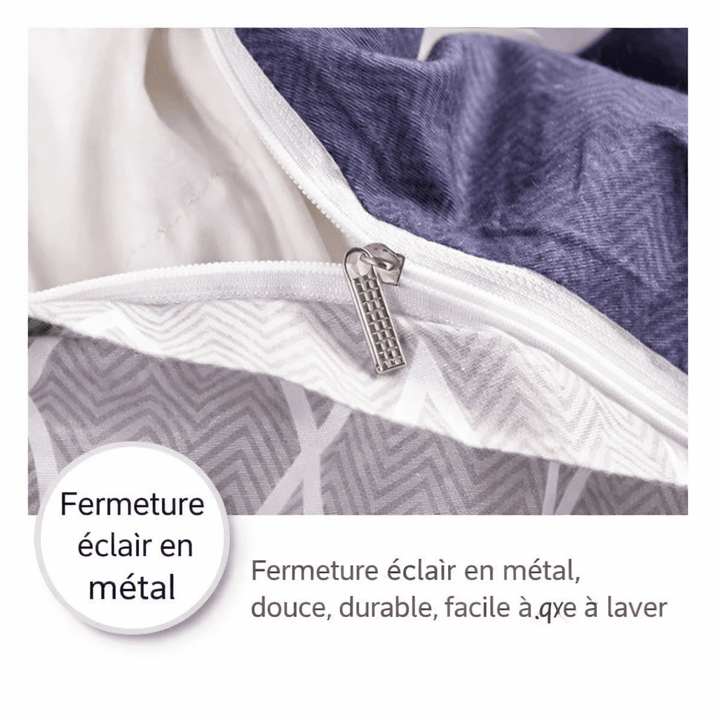 Parure de lit rayée 100 % coton – housse de couette 220x240 cm avec 2 taies d’oreiller (3 pièces) en