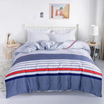 Parure de lit rayée en coton 100 % – housse de couette 180x220cm avec 2 taies en