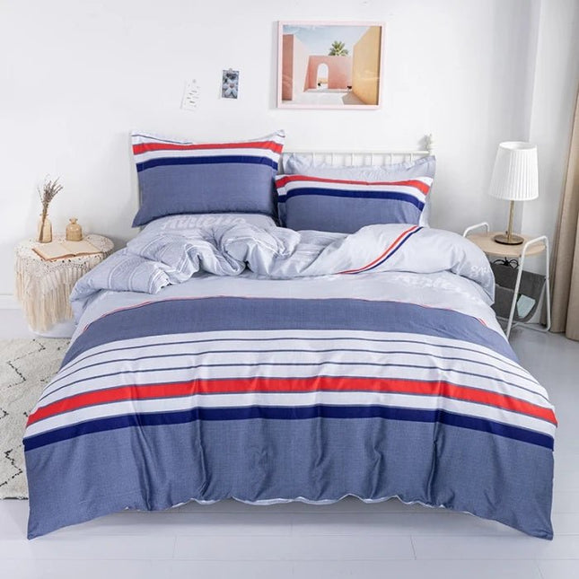 Parure de lit rayée en coton 100 % – housse de couette 200x230cm 3pcs avec 2 taies en