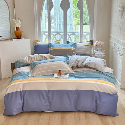 Parure de lit rayée en coton 100 % – housse de couette 200x230cm en