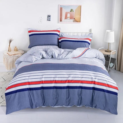 Parure de lit rayée en coton 100 % – housse de couette 220x240cm 3pcs avec 2 taies en