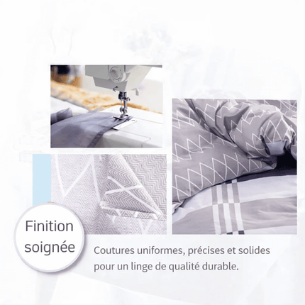 Parure de lit rayée en coton – housse de couette 150x200 cm + 2 taies (3 pièces) en