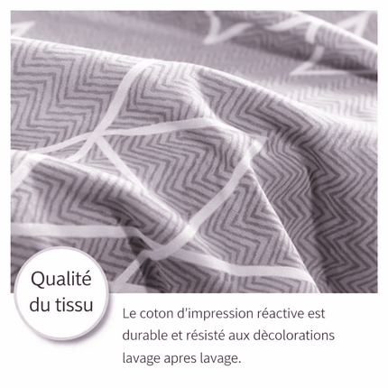 Parure de lit rayée en coton – housse de couette 150x200 cm + 2 taies (3 pièces) en