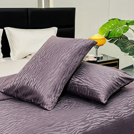 Parure de lit satin jacquard effet zébré 220x240cm - 3 pièces en