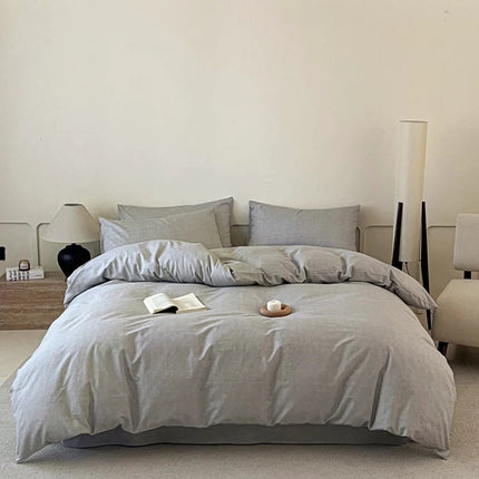 Parure de lit unie 100 % coton – 200x230 cm (3 pièces) en