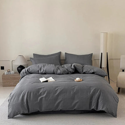 Parure de lit unie 100 % coton – 220x240 cm (3 pièces) en