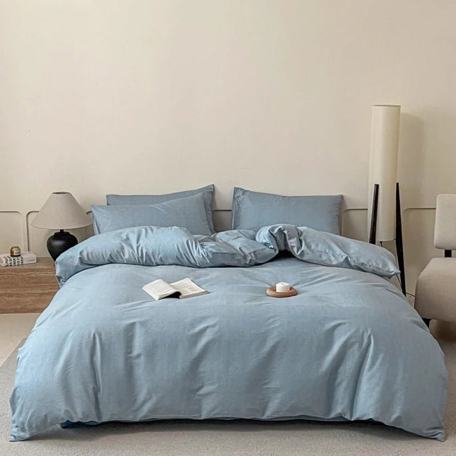 Parure de lit unie en coton 100 % – 180x200 cm (3 pièces) en