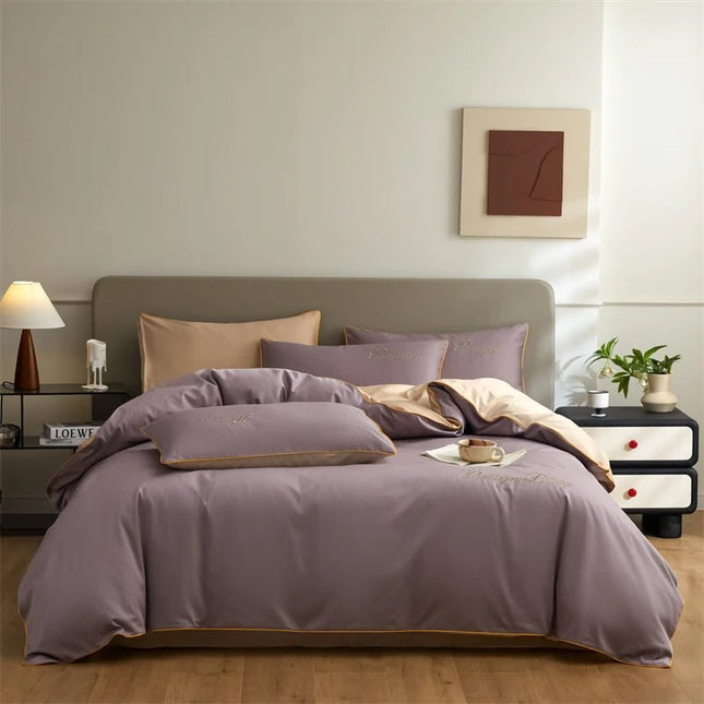Parure de lit unie en coton égyptien – 180x220cm , 3 pièces en