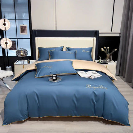Parure de lit unie en coton égyptien – 180x220cm , 3 pièces en