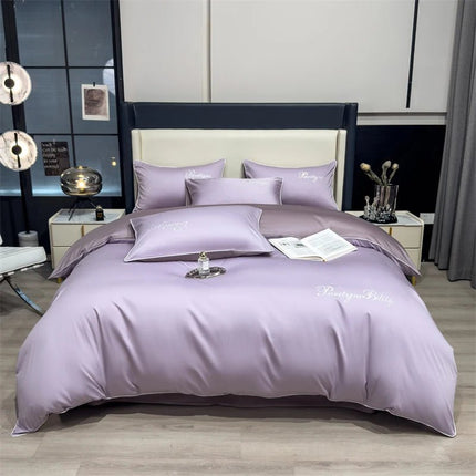 Parure de lit unie en coton égyptien – 180x220cm , 3 pièces en