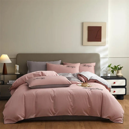 Parure de lit unie en coton égyptien – 180x220cm , 3 pièces en