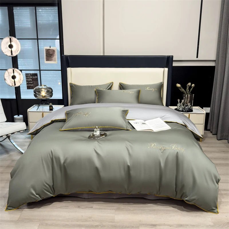 Parure de lit unie en coton égyptien – 200x230cm , 3 pièces en