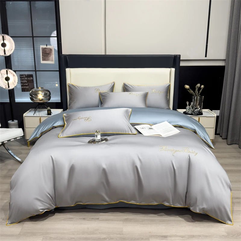 Parure de lit unie en coton égyptien – 200x230cm , 3 pièces en