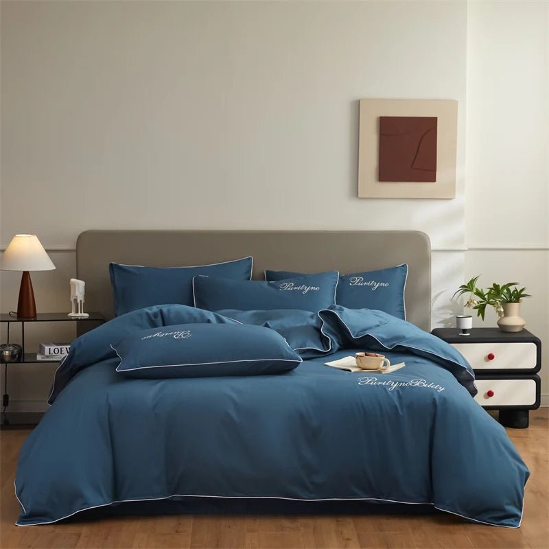 Parure de lit unie en coton égyptien – 200x230cm , 3 pièces en