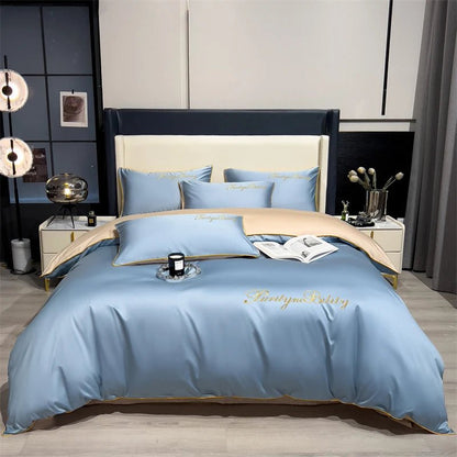 Parure de lit unie en coton égyptien – 200x230cm , 3 pièces en