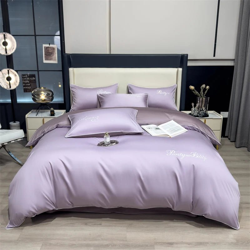 Parure de lit unie en coton égyptien – 200x230cm , 3 pièces en