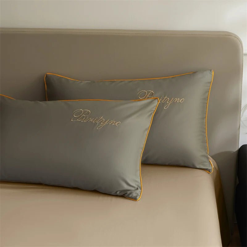 Parure de lit unie en coton égyptien – 200x230cm , 3 pièces en